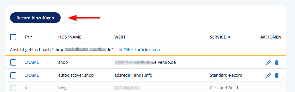Record hinzufügen