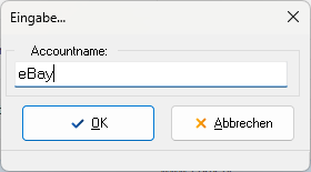 Dialog zur Eingabe der Bezeichnung des Marktplatz-Accounts