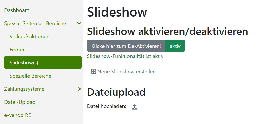 Slideshow Menü