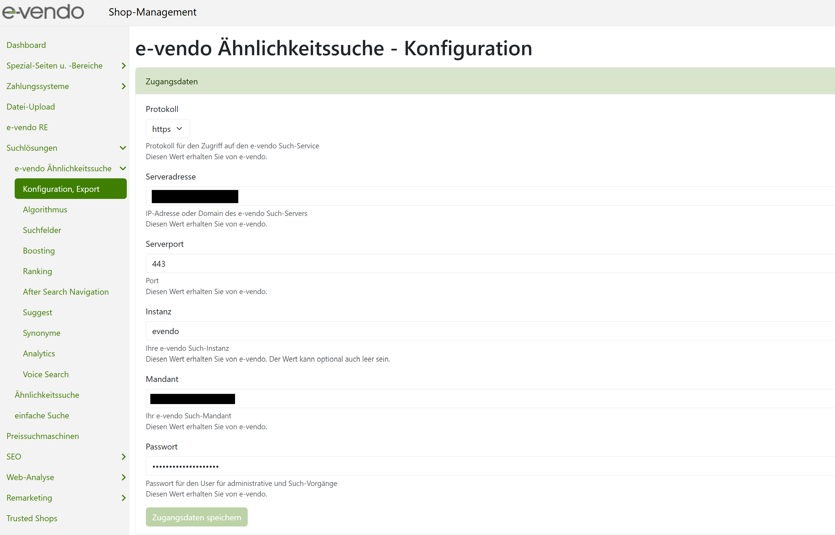 Zugangsdaten