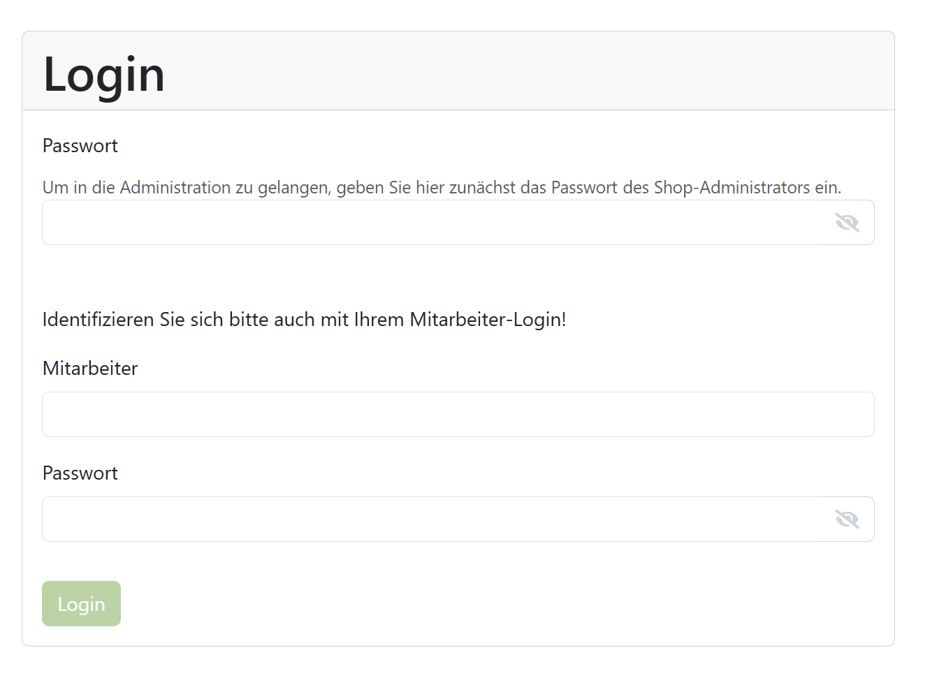 Bitte Login und Passwort eingeben.